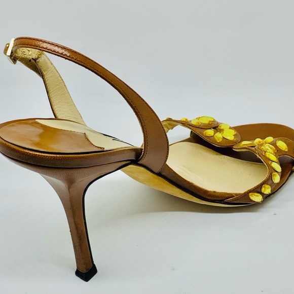 Jimmy Choo Brown Embellished Slingback Sandals - Picture 10 of 16